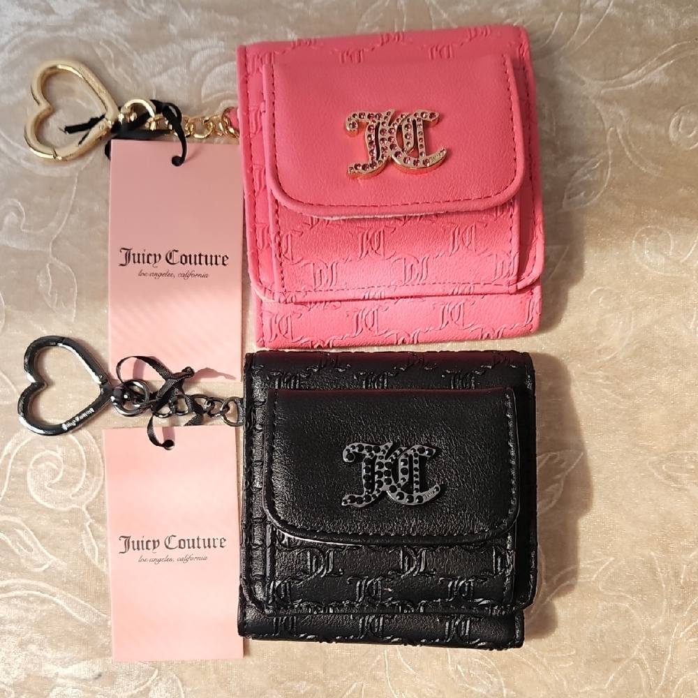 (1) Juicy Couture Pink OR Black Mini Wallet 4"X4"